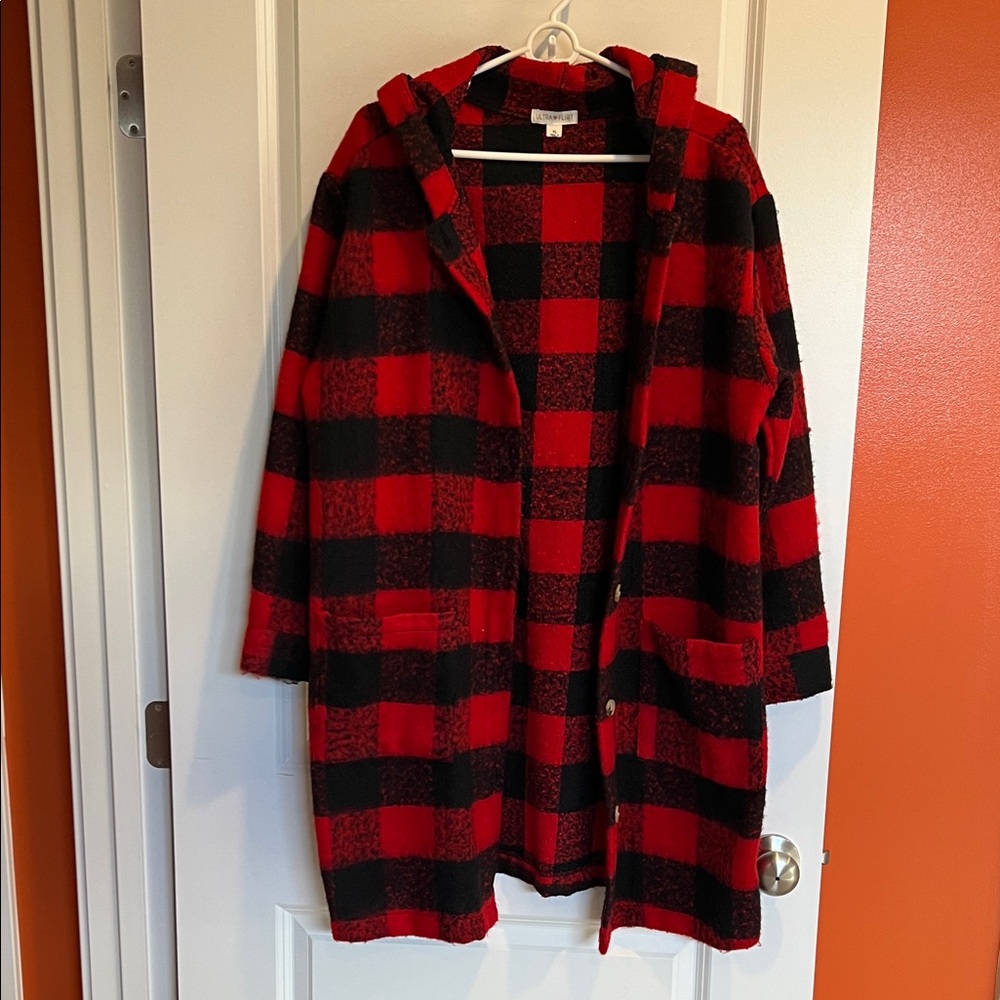 Ultra Flirt Red and Black Plaid Jacket